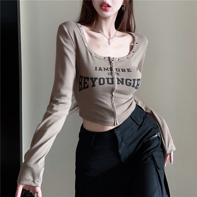 Áo Thun Nữ Cổ Chữ u Dài Tay Phong Cách Mới Mùa Thu 2023