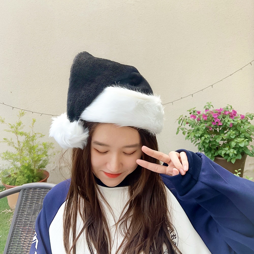 Mới Mũ Hóa Trang Ông Già Noel / Ông Già Noel Bằng Lông Nhung Dày Dặn Màu Đen Đơn Giản Cho Người Lớn / Trẻ Em
