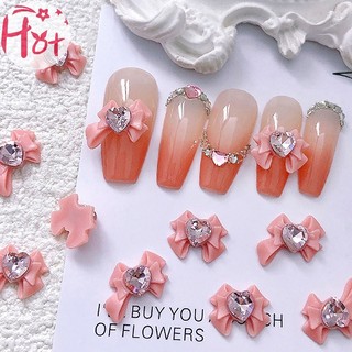 Jr set 10 phụ kiện nơ ruy băng đính đá 3d trang trí móng tay