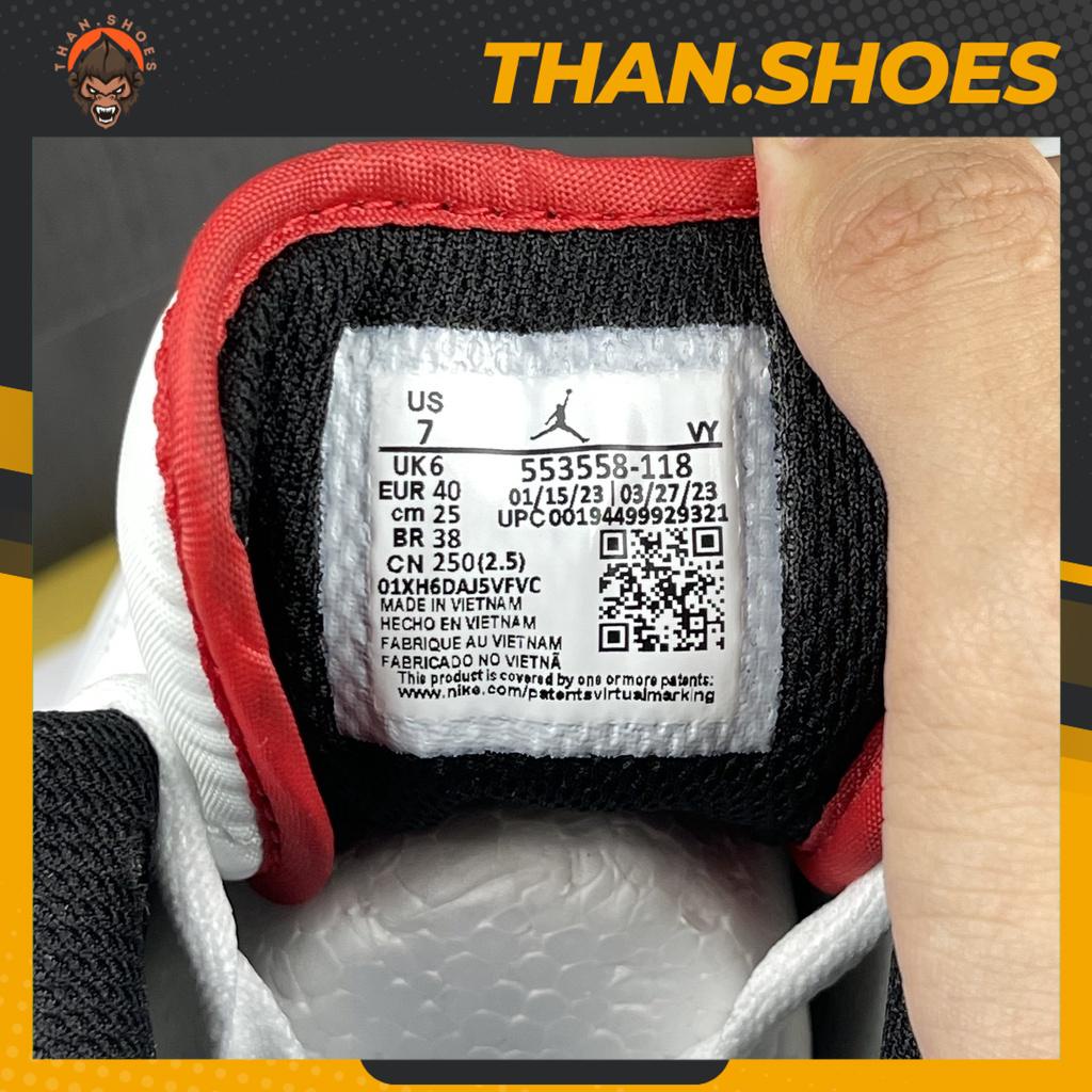 Giày JD1 Low White Univeristy Red, JD1 Thấp Trắng Đỏ Móc Đen Bản Cao Cấp - Than.Shoes