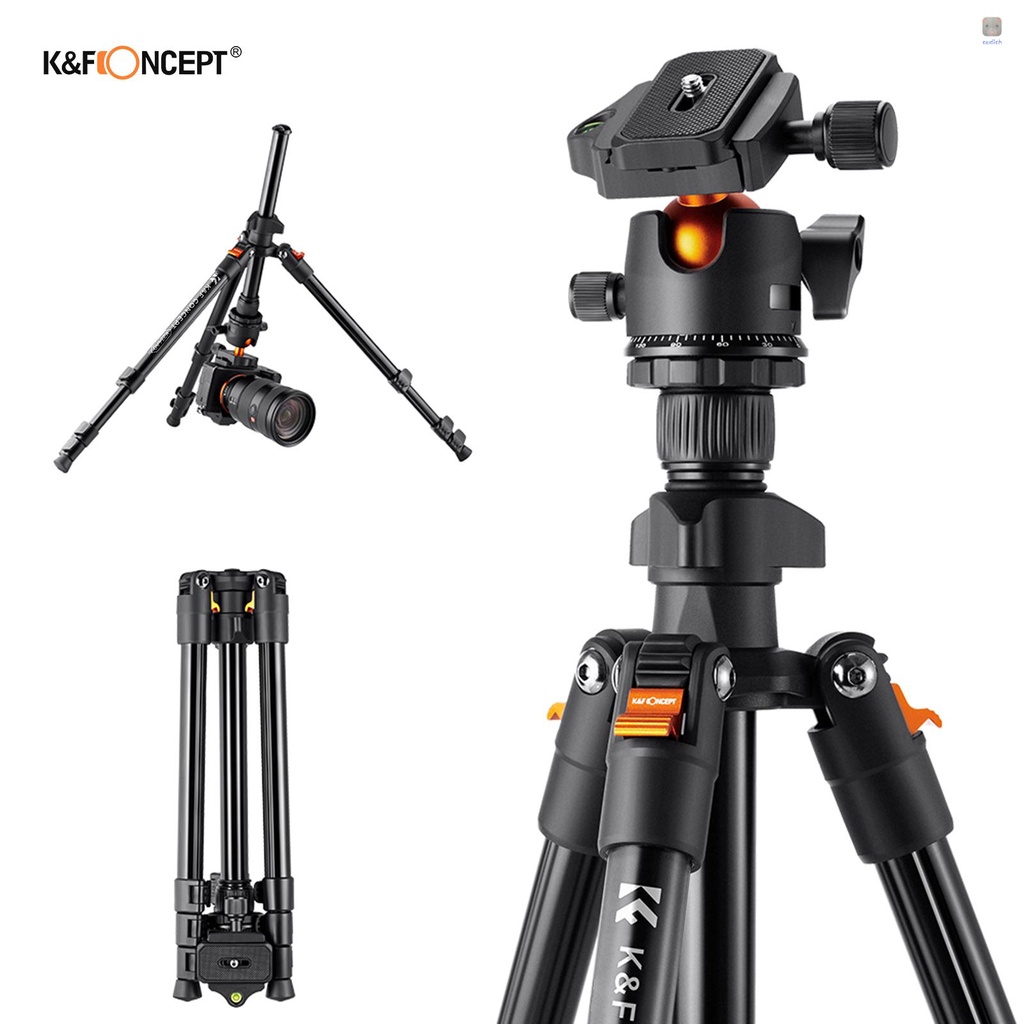 Giá Đỡ Ba Chân Bằng Hợp Kim Nhôm 160cm / 62.99 max. k & f Cho camera Hành Trình Chân Máy Ảnh tripod 8kg / 17.64lbs Góc Thấp Có Túi Đựng Cho Máy Ảnh dslr 8kg / 17.64lbs