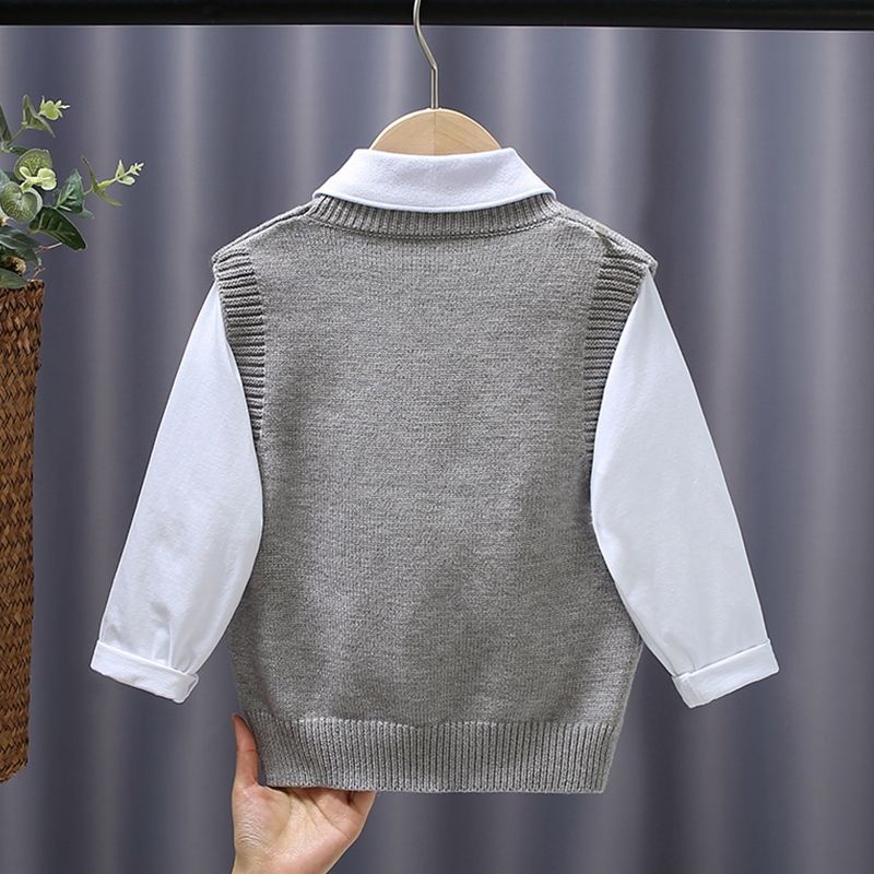 Áo sweater Dệt Kim Không Tay Phong Cách Thời Trang Xuân Thu 2023 Dành Cho Bé Trai