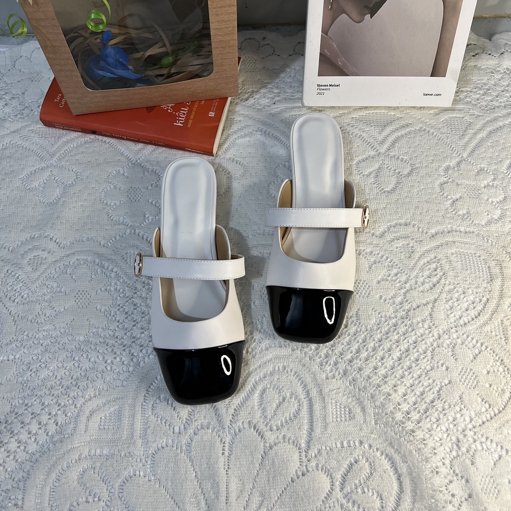 Giày sục bigsize mũi vuông vá mũi C..K cao 2 cm size 40-44