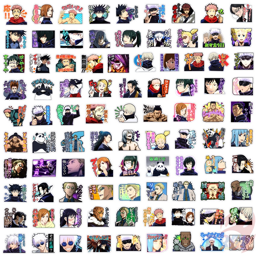 90Pcs/Set ☆ Jujutsu Kaisen Q-1 Mini Diary Manual Stickers ☆ DIY Fashion Scrapbooks Album Decor Decals Stickers（Size：2~3cm）