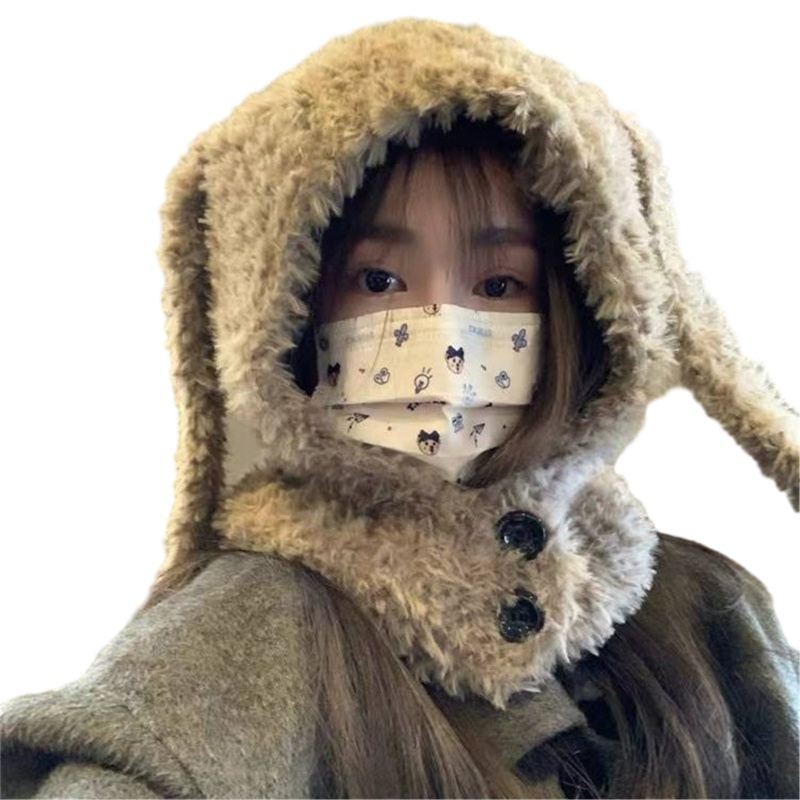 Mũ Tai Thỏ Che Nắng Chống Gió Thời Tiết Mùa Đông Cho Nữ