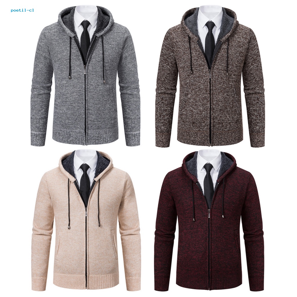 Poetil Áo Khoác Gió Có Mũ Trùm Phối Khóa Kéo Thời Trang Mùa Đông Ấm Áp Dành Cho Nam