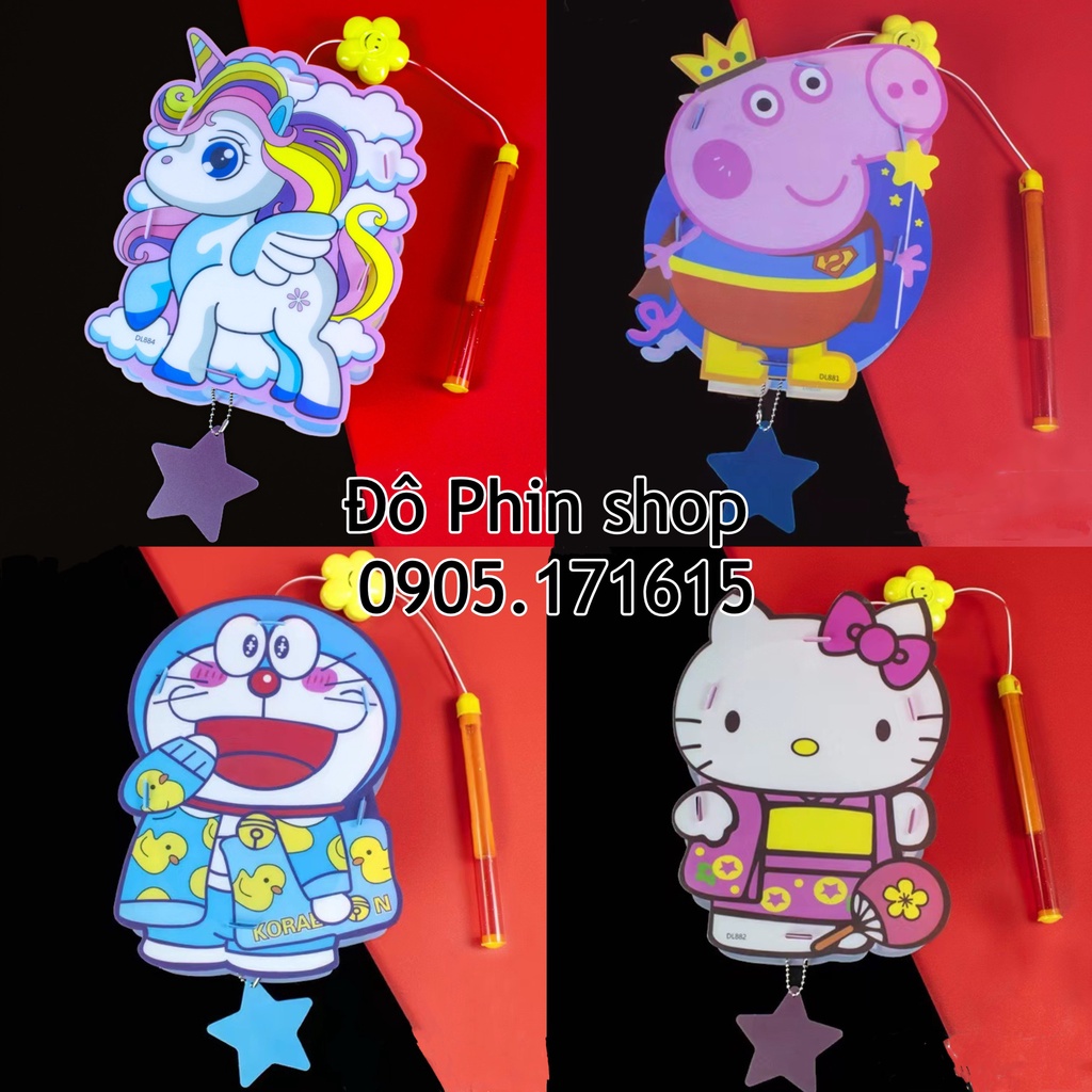 Lồng đèn trung thu DIY cao cấp mẫu mới 2023 có đèn và nhạc, hình siêu nhân nhện kitty pony doraemon