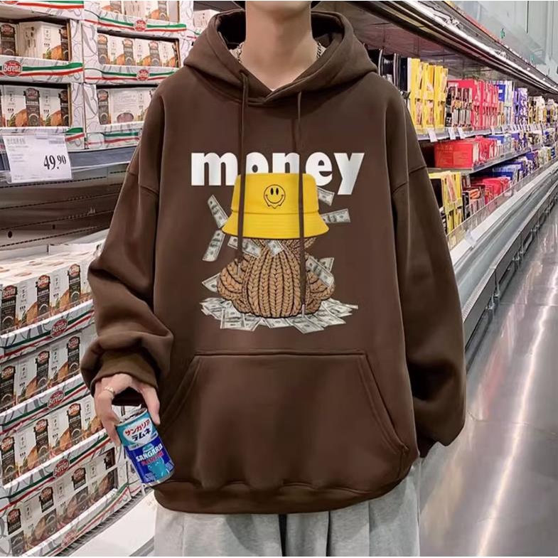 Áo hoodie cotton Nhung Dày Dặn Tay Dài In Họa Tiết Mặt Cười Vui Nhộn Thời Trang Cho Cặp Đôi size m-5xl