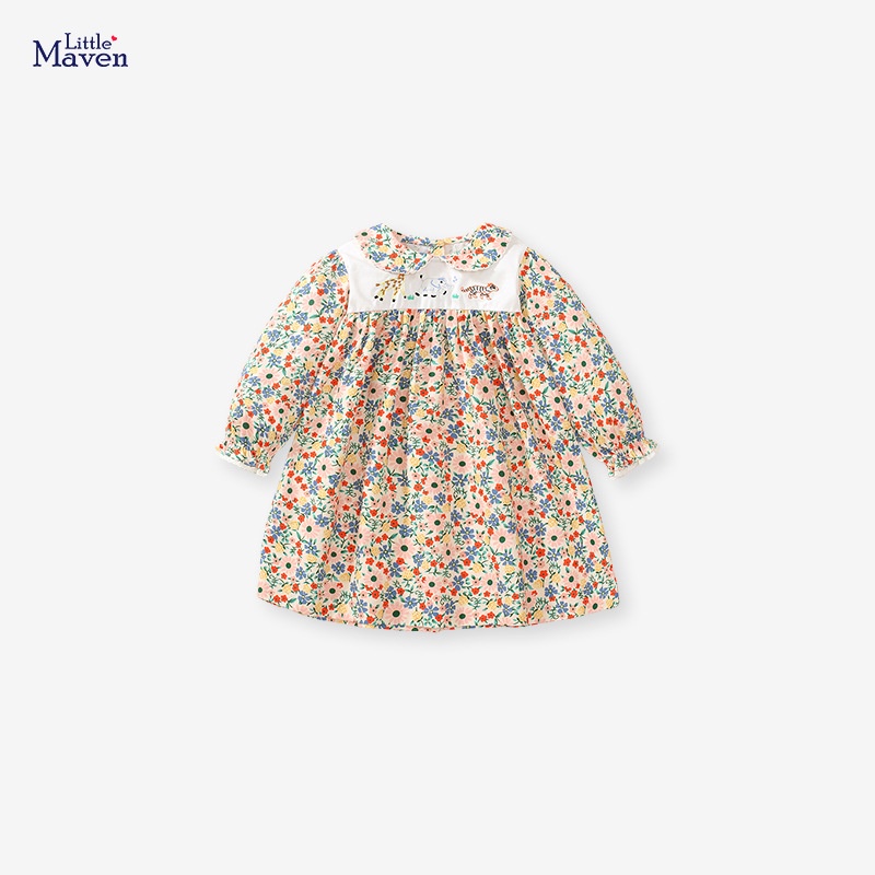 Đầm Tay Ngắn Chất Liệu Cotton In Họa Tiết Ngựa Xinh Xắn Thời Trang Cho Bé Gái