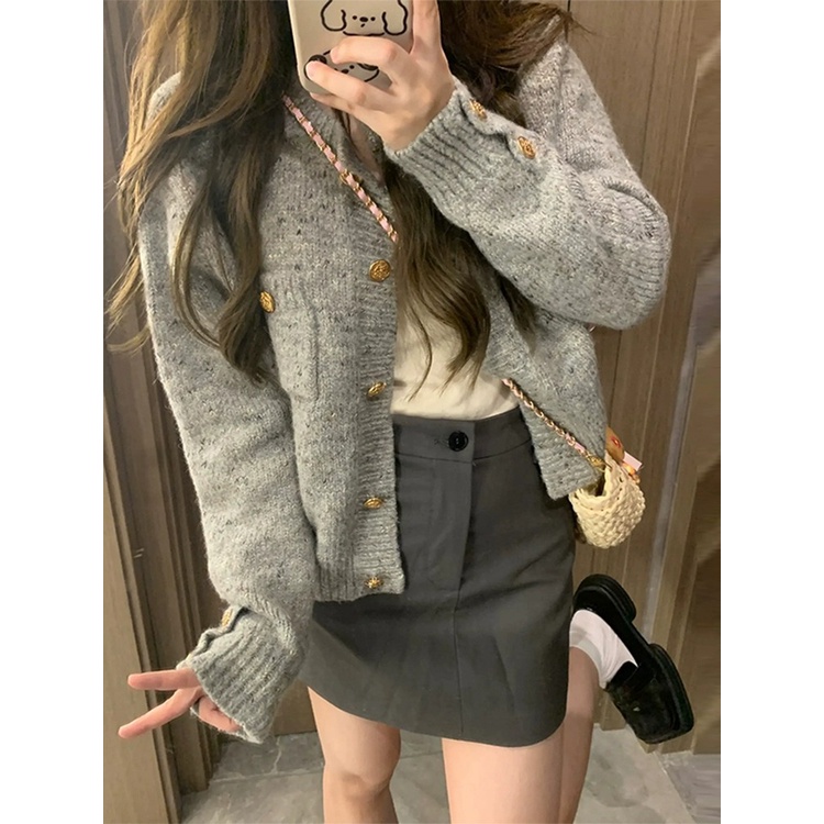 Áo Khoác cardigan Dệt Kim Tay Dài Dáng Rộng Mềm Mại Phong Cách retro Mùa Thu 2023