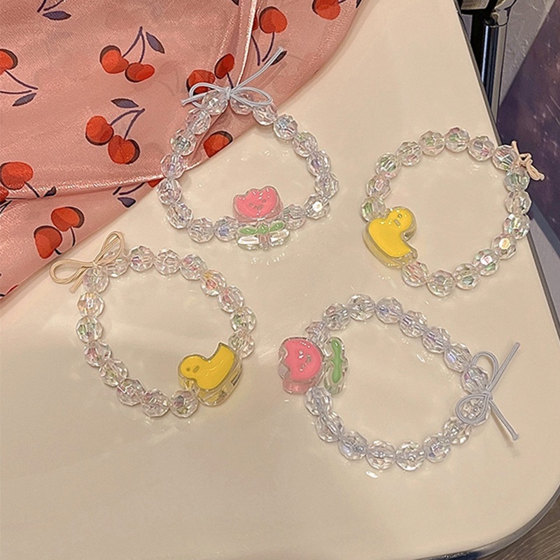 Dễ Thương Dây Buộc Tóc Cao Su Co Giãn Đính Hạt Nhựa resin Hai Chức Năng Hình Hoa tulip / Thỏ / Vịt Ngọt Ngào Cho Nữ