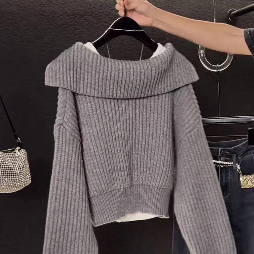 Áo sweater Dệt Kim Tay Dài Cổ Chữ v Thời Trang Mùa Thu Cho Nữ