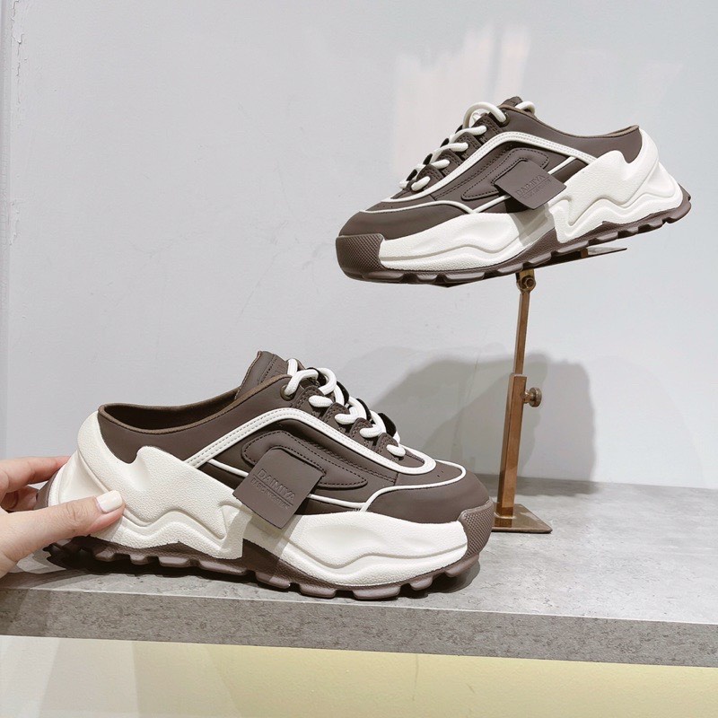 Giày sục thể thao pha kẻ tem vuông đế cao 5cm hàng QC fullbox TT45 ANN_Official