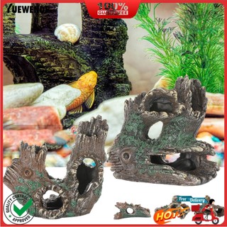 Yu.p cây cảnh nhân tạo bằng resin giả gỗ ẩn trang trí bể cá