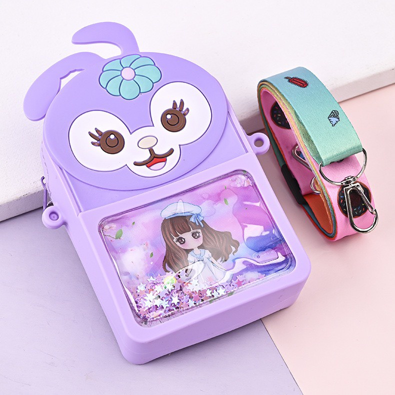 Túi xách silicon pop it kim sa hình thỏ hoa đeo chéo thời trang đựng bao bì lì xì, mỹ phẩm