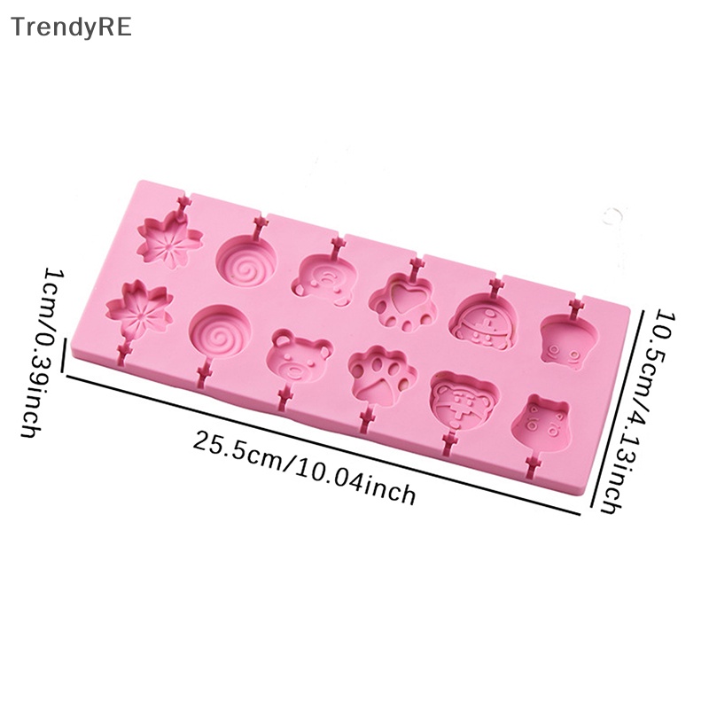 Khuôn Silicon Làm Kem Que Hình Kẹo Mút Hoạt Hình Dễ Thương Kèm Nắp Đậy diy