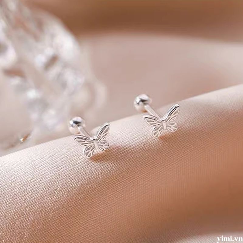 Bông Tai Mạ Bạc 925 Hình Bướm Đính Đá Thời Trang Hàn Quốc Cho Nữ