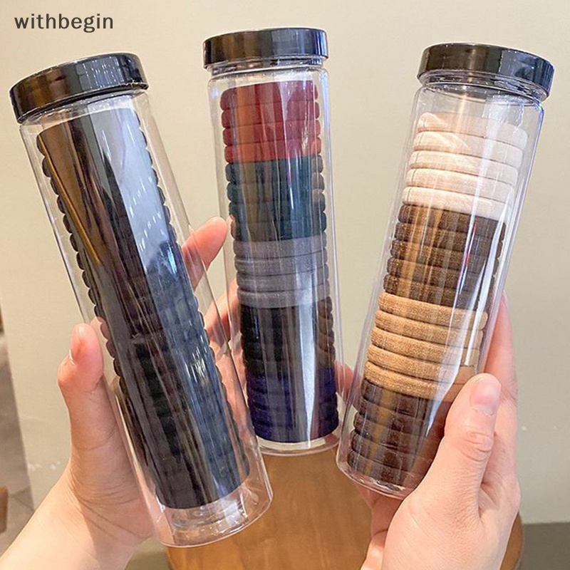 Hộp 20 Dây Buộc Tóc Đuôi Ngựa Co Giãn Màu Trơn Đơn Giản