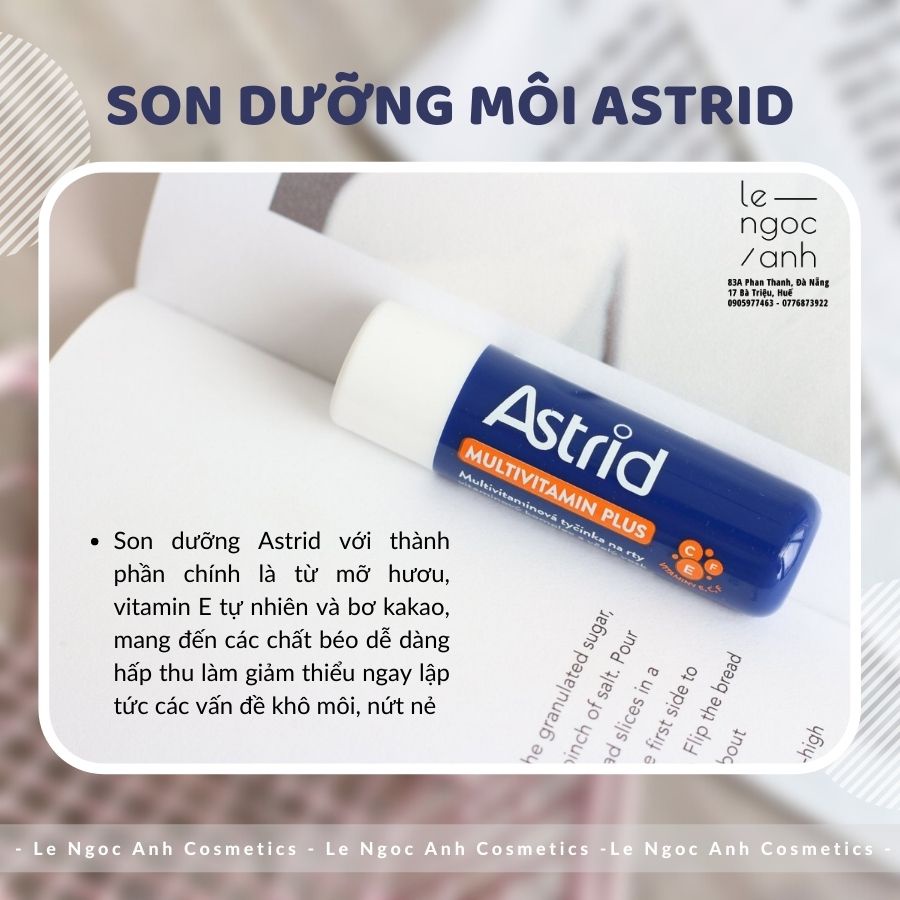 Son dưỡng mỡ hươu Astrid giúp dưỡng môi mềm và hồng hào