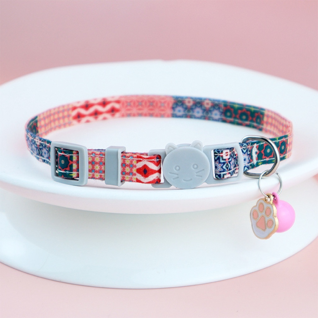 Hvn_vn_ Vòng Cổ Mặt Vòng Tròn Họa Tiết Hoạt Hình Tháo Lắp Nhanh Chống Mài Mòn Dễ Dàng Phong Cách Cho Thú Cưng