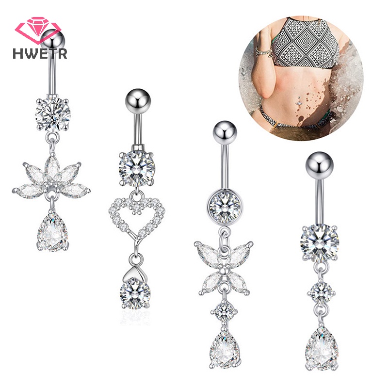Khuyên Rốn Thép Không Gỉ Đính Đá zircon Hình Bướm Mới