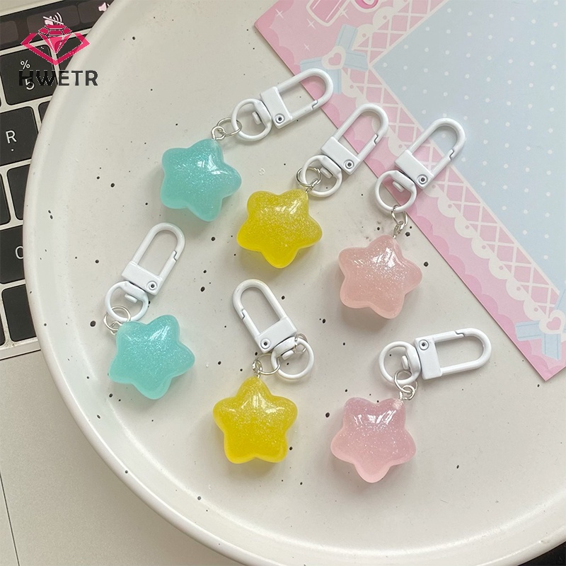 Hwetr Móc Khóa Hình Ngôi Sao Dạ Quang Dễ Thương Dành Cho Cặp Đôi Mới