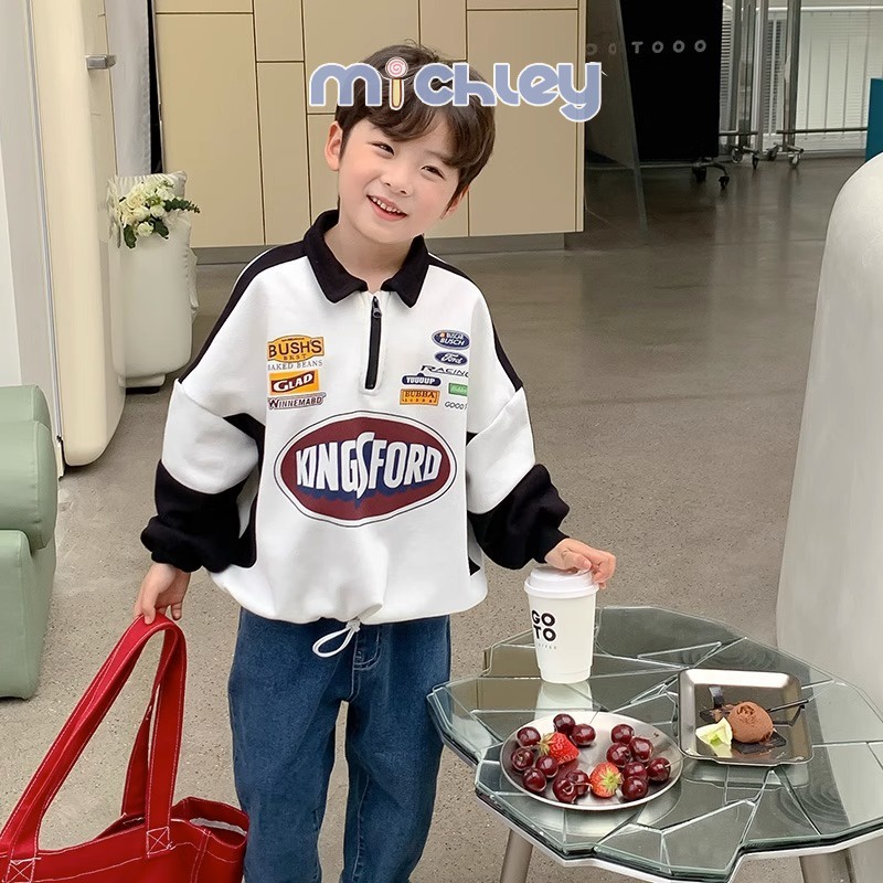 Michley Áo Nỉ Dài Tay Form Rộng Thời Trang Mùa Thu Cho Bé Trai