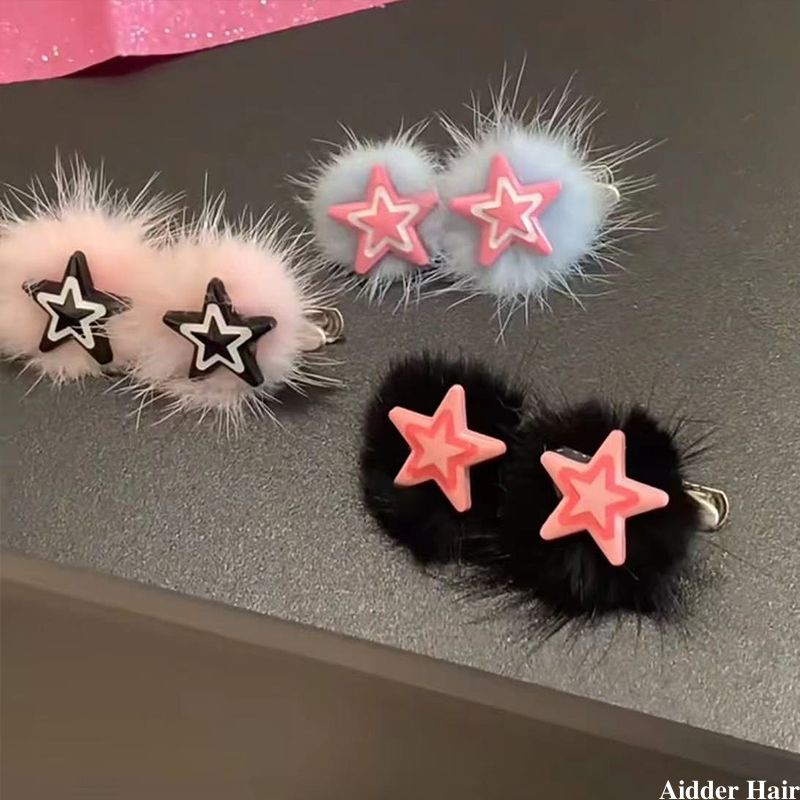 Kẹp Tóc Hình Ngôi Sao Bằng Lông Nhung Thời Trang Hàn Quốc Dành Cho Nữ y2k