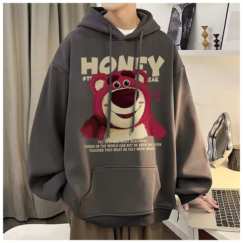 Áo hoodie In Họa Tiết Hoạt Hình Phong Cách hip hop Đường Phố Hàn Quốc Thời Trang Mùa Đông Dành Cho Nam m-8xl