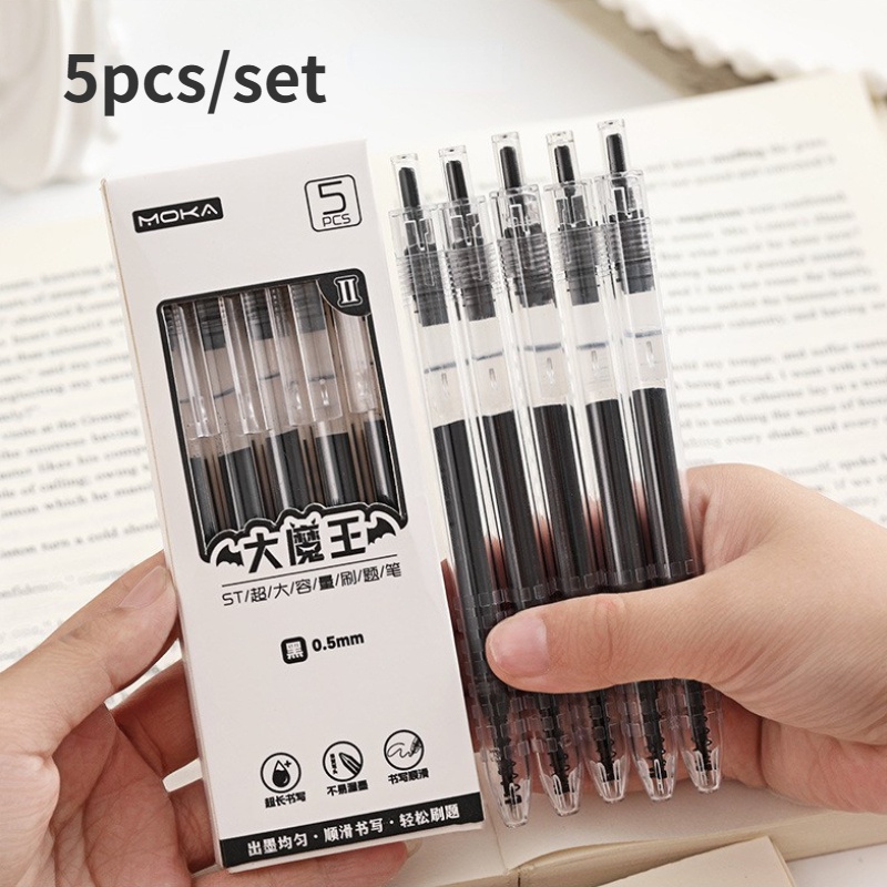 Bộ bút Gel 6 / 5 / 4 Kawaii có thể thu vào ST Nib 0,5mm Kẹp mực đen Điểm bi có thể nạp lại cho trường học Văn phòng phẩm Đồ dùng