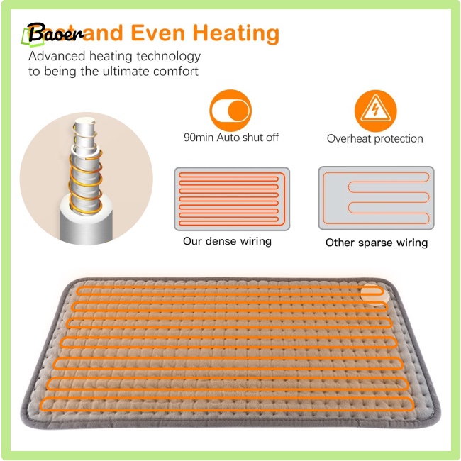 Tấm Đệm Sưởi Ấm Tự Động Tắt 10 Mức Độ 100% Chính Hãng Dành Cho Lưng