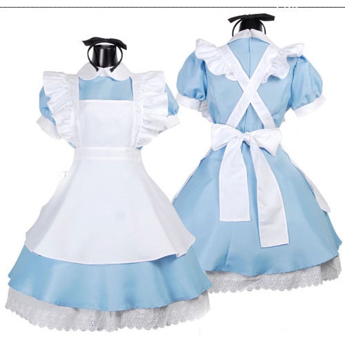 Hot Sale# COSPLAY Alice in Wonderland super cute maid suit water blue maid suit COS cartoon costume costume costume 11.29zyL