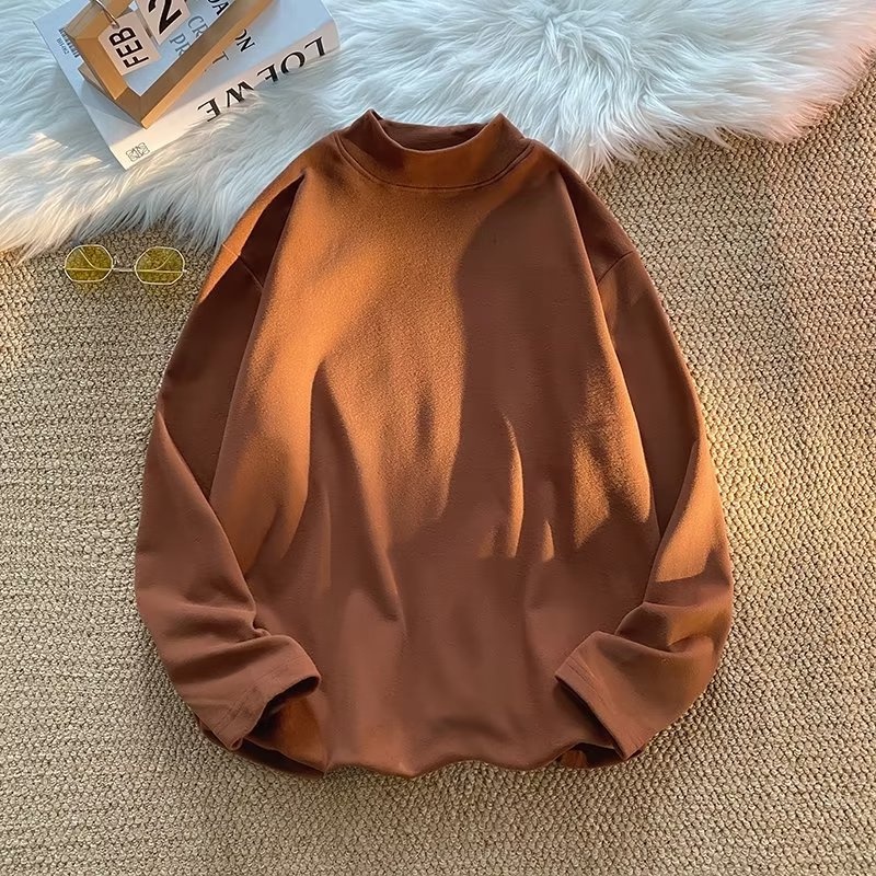 ✦AFFLIGA✦ Cao Cấp - Áo Thun Nam Tay Dài Cổ Cao Hai Mặt Màu Trơn Mặc Trong