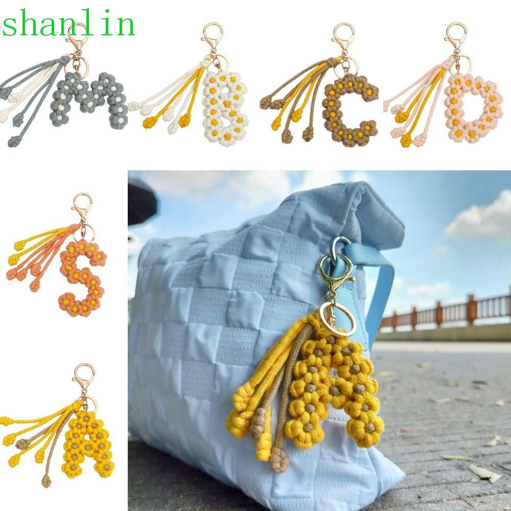 Shanlin Móc Khóa Dây Tua Rua In Chữ a b c d s macrame diy Đơn Giản Sáng Tạo Trang Trí Nhà Cửa