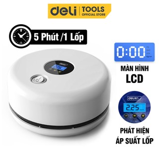 Máy Bơm Lốp Xe Ô Tô Deli Chính Hãng - Bơm Nhanh, Phát Hiện Áp Suất Lốp Thời Gian Thực, Màn Hình LCD - Nhỏ Gọn