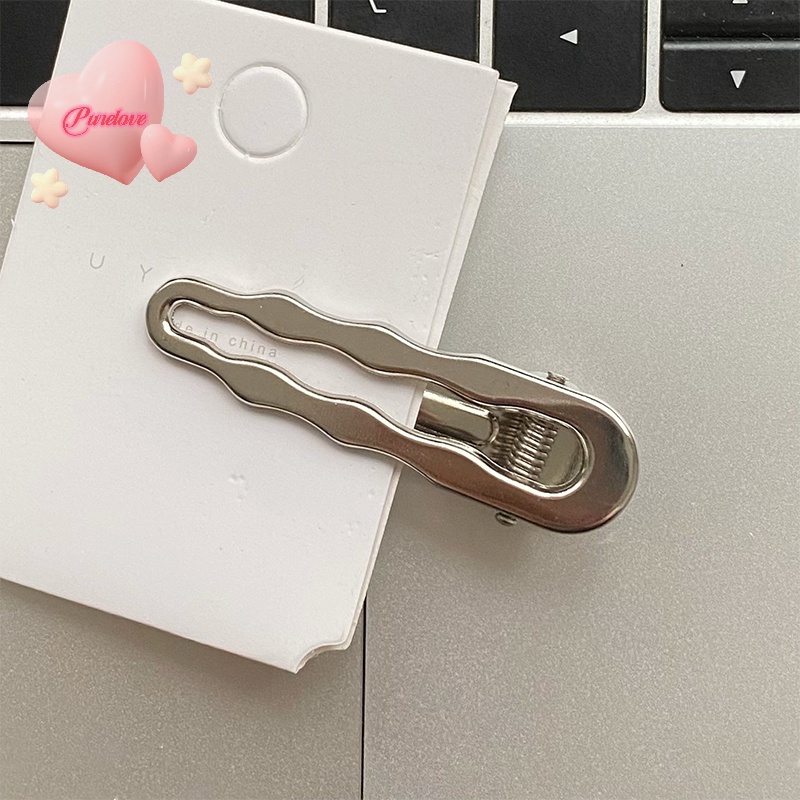 Kẹp tóc QrhYK kim loại màu bạc thời trang nữ