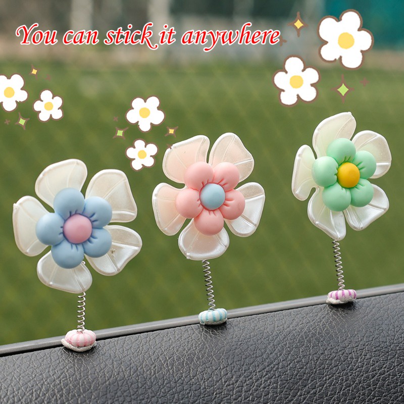 1 Bông Hoa Cúc Dại Tự Dính Trang Trí Bảng Điều Khiển Xe Hơi Dễ Thương Sáng Tạo