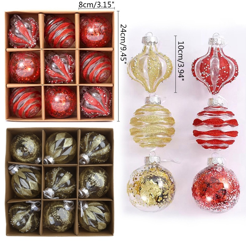 Set 9 Trái Châu Bằng Nhựa Trang Trí Giáng Sinh Năm Mới