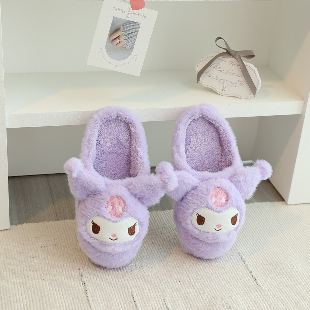 Sanrio Dép Bông Đi Trong Nhà Chống Trượt Hình kuromi melody cinnamoroll pachacco Đáng Yêu Cho Bé Gái
