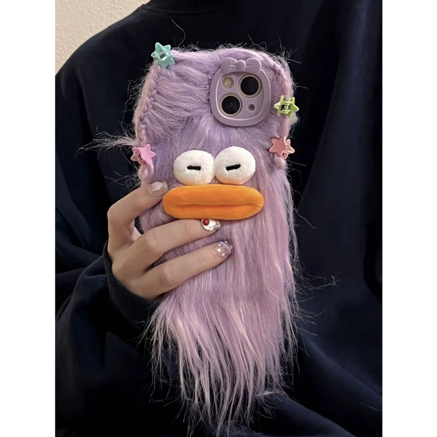 Ốp Điện Thoại Phủ Lông Họa Tiết Quái Vật Dễ Thương Chống Rơi Cho Iphone 14promax 13 11 14pro 13pro 14