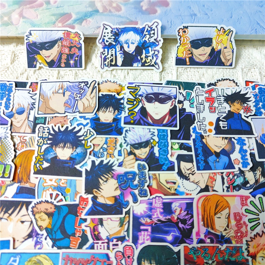 90Pcs/Set ☆ Jujutsu Kaisen Q-1 Mini Diary Manual Stickers ☆ DIY Fashion Scrapbooks Album Decor Decals Stickers（Size：2~3cm）