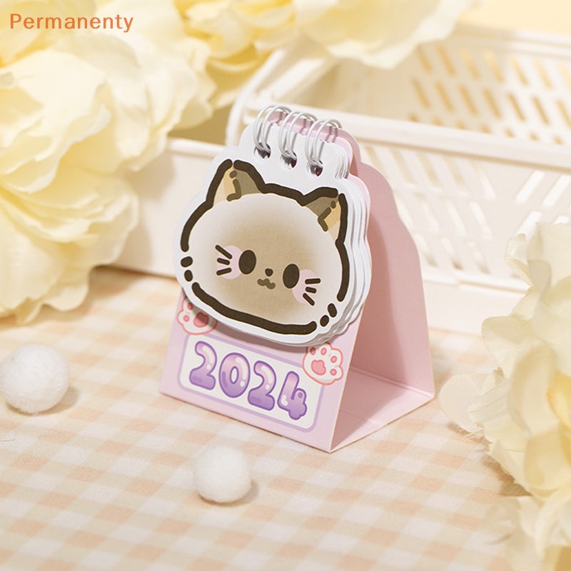 Lịch Để Bàn 2024 mini Họa Tiết Mèo Dễ Thương Để Bàn Trang Trí