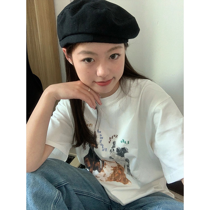 NRVP Áo Thun cotton Tay Ngắn oversize Phong Cách Hàn Quốc 2023 Cho Nữ