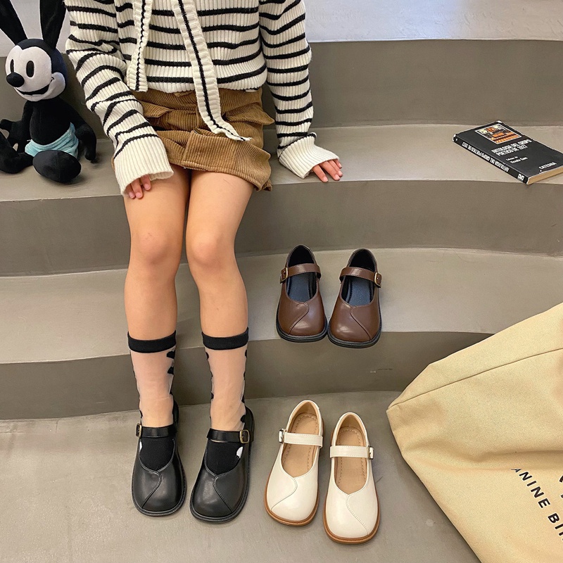 Giày Da Công Chúa Phong Cách Anh Quốc Cho Bé Gái