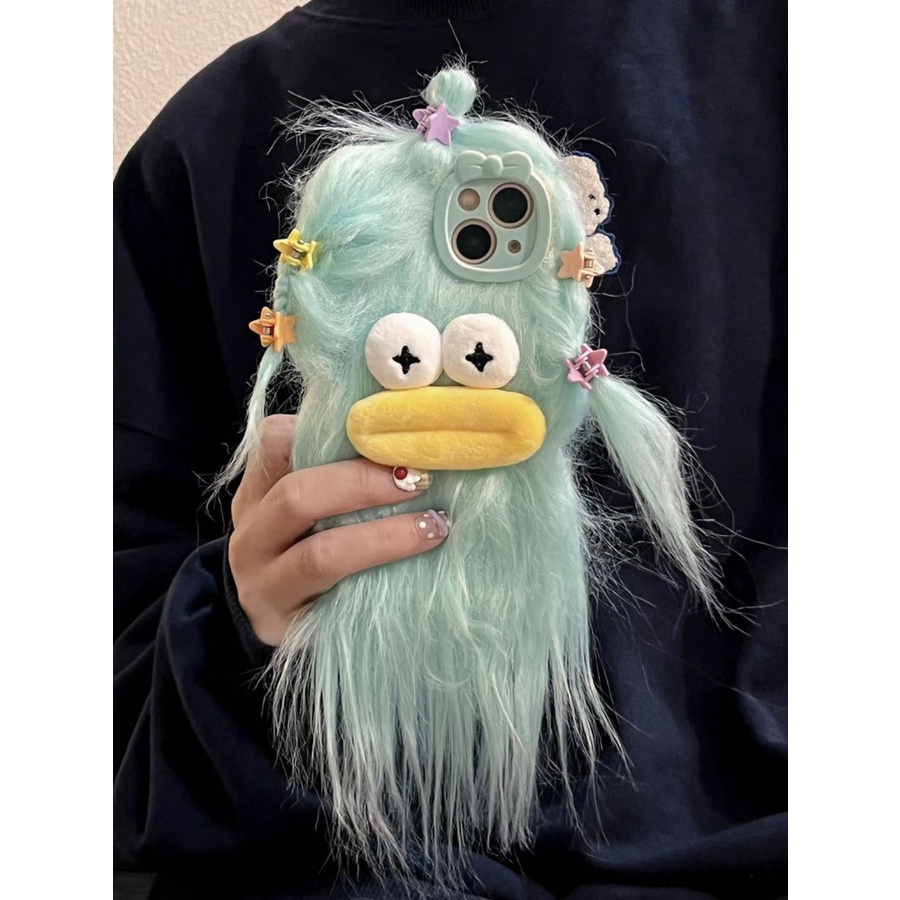 Ốp Điện Thoại Phủ Lông Họa Tiết Quái Vật Dễ Thương Chống Rơi Cho Iphone 14promax 13 11 14pro 13pro 14