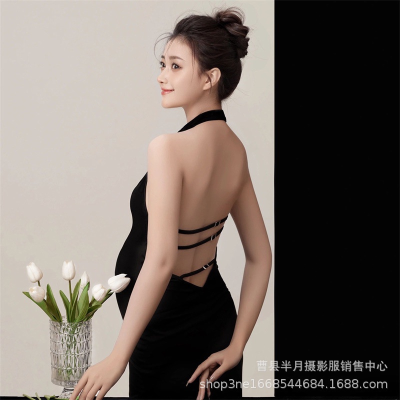 Đầm Bầu Màu Đen Phong Cách Hoàng Gia Gợi Cảm Cao Cấp