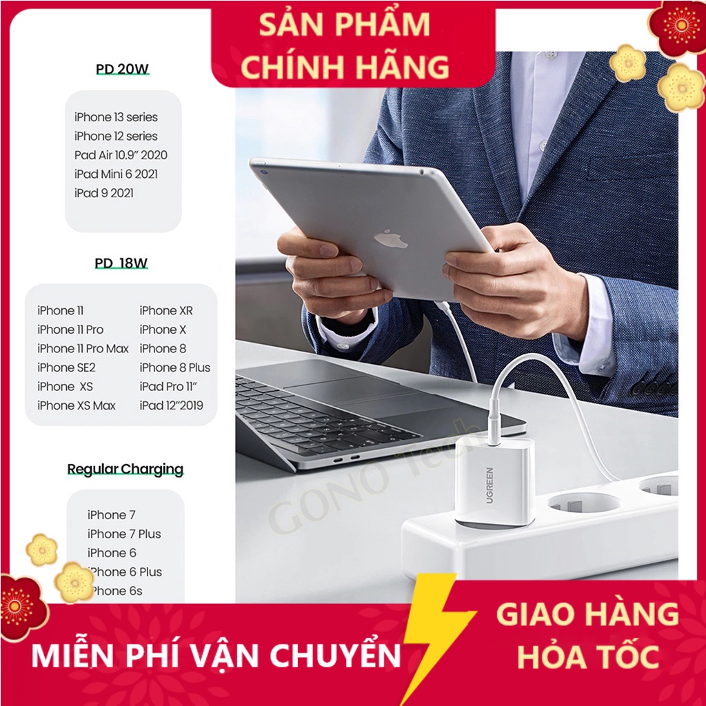 Cốc sạc nhanh PD 20W UGREEN CD137 Type-C | Củ cáp sạc UGREEN60449 60450 cho  / Samsung / Xiaomi / Oppo / Vivo TTSHOP720