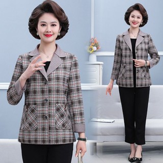 Áo Khoác Vest Kẻ Sọc Caro Phong Cách Phương Tây Phù Hợp Với Mẹ Cao Cấp Phù Hợp Với Mùa Xuân Và Mùa Thu Kiểu Mới Dành Cho Phụ Nữ Trung Niên