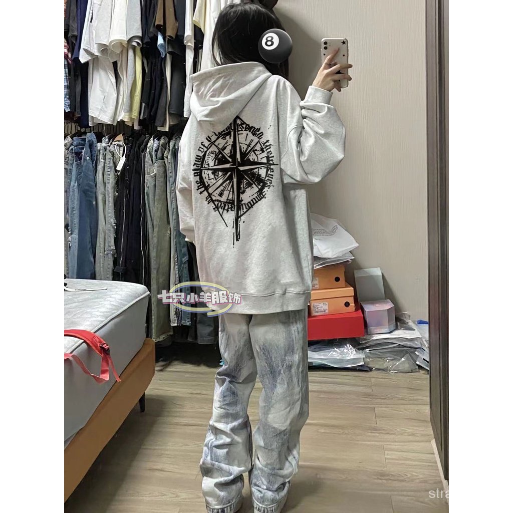 Áo Hoodie Bằng cotton Dày Dặn Phong Cách Đường Phố Mỹ Thời Trang Thu Đông