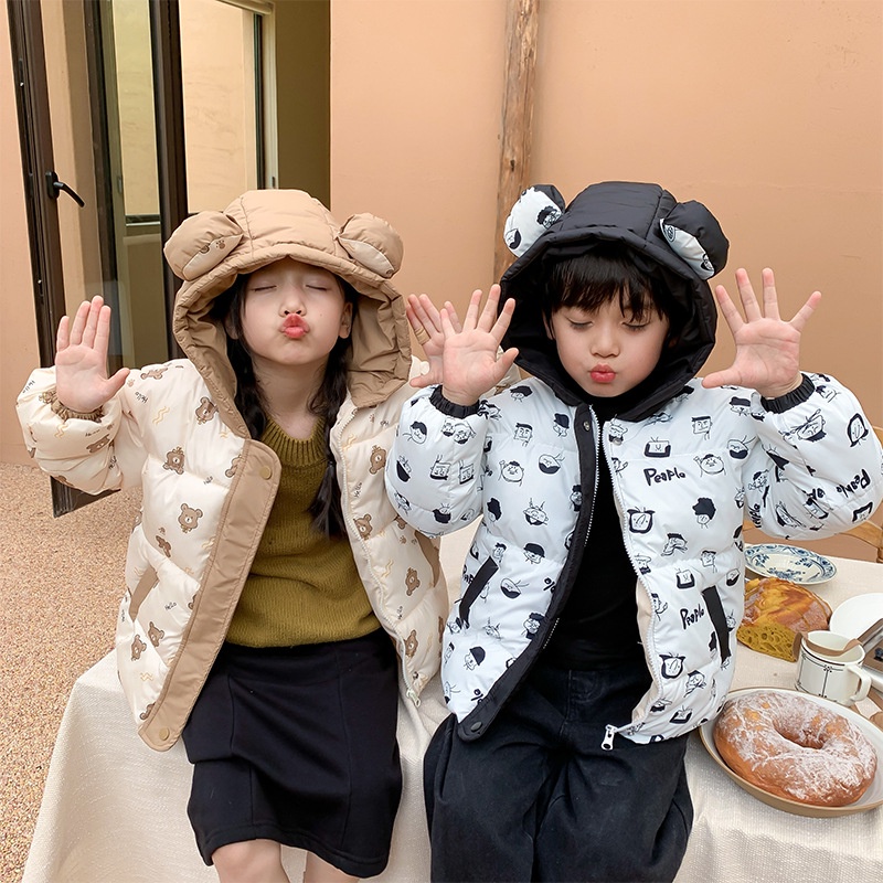 Áo khoác đệm bông trẻ em Áo khoác ấm áp Áo khoác đệm bông khóa màu Áo khoác lót bông cho bé trai và bé gái Áo khoác lót bông